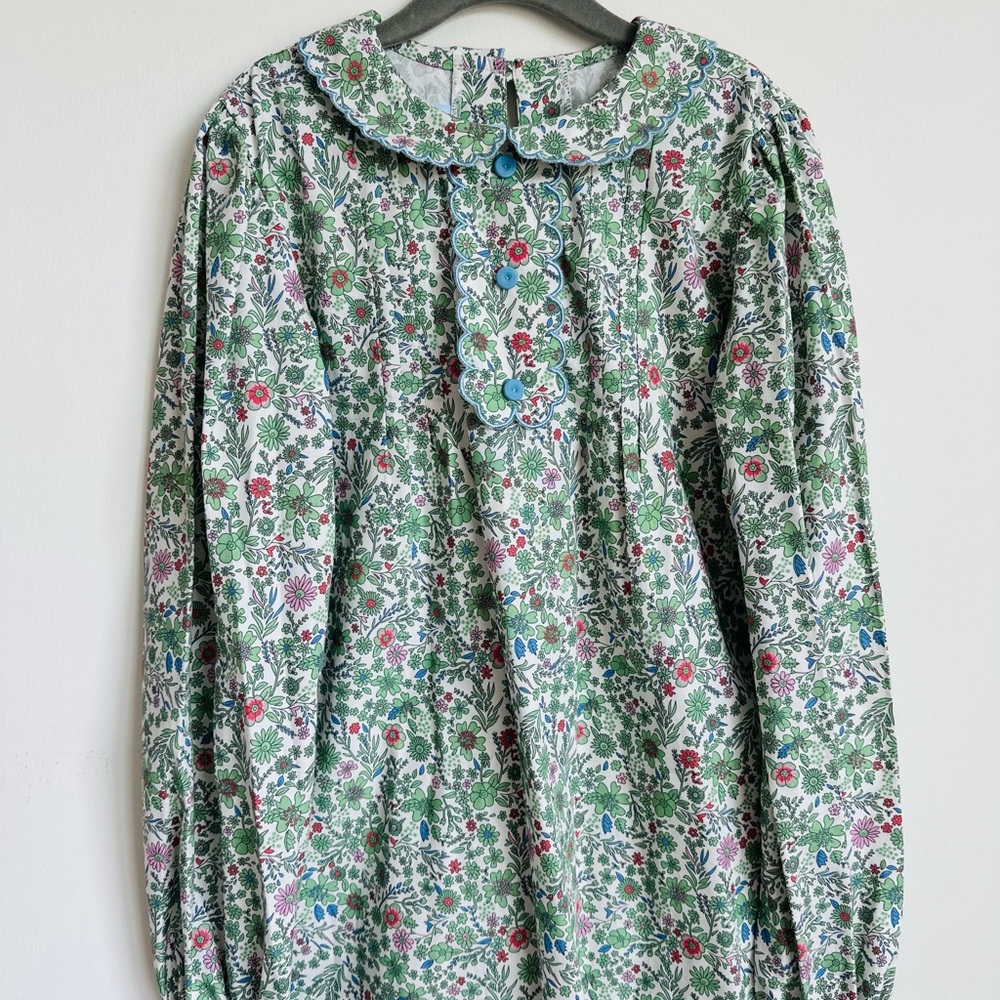 Brand New w Tags! BELLA BLISS Girls Scallop Jade Floral Trim Blouse Size 12